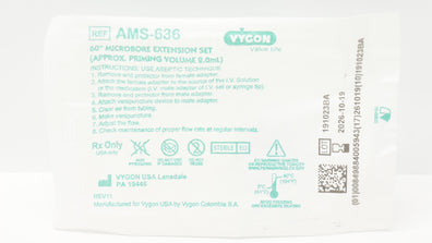 Vygon AMS-636 Microbore Extension Set Approx. Priming Volume 2.0mL x 60inch